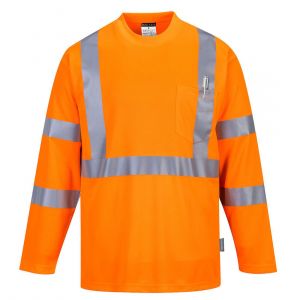 Portwest S191 T-shirt ostrzegawczy z długimi rękawami i kieszonką