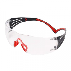 3M™ SecureFit™ 400 Okulary ochronne z powłoką Scotchgard™, czerwono-szare zauszniki, bezbarwne soczewki, SF401SGAF-RED EU