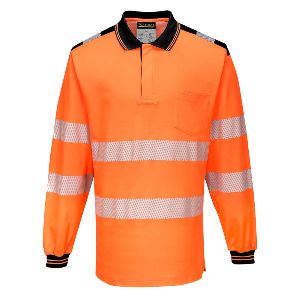Portwest T184 Koszulka ostrzegawcza polo PW3 z długim rękawem