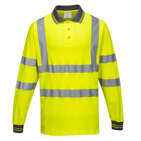 Portwest S271 Koszulka polo ostrzegawcza Cotton Comfort z długimi rękawami